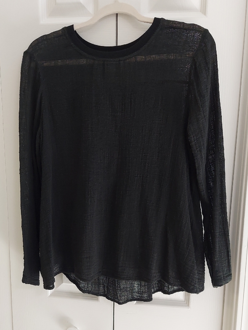 Enza Costa Top, Size 0, Black Sheer Gauze, 100% Cotton